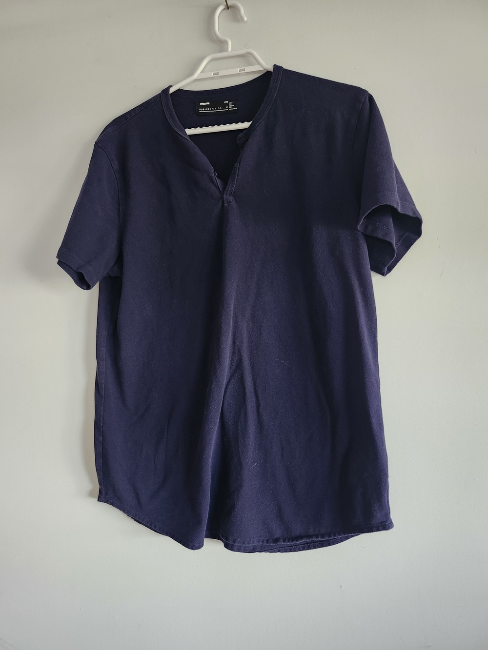 Public Opinion Navy Pullover T-Shirt | 100% Cotton | Casual Fit 💙